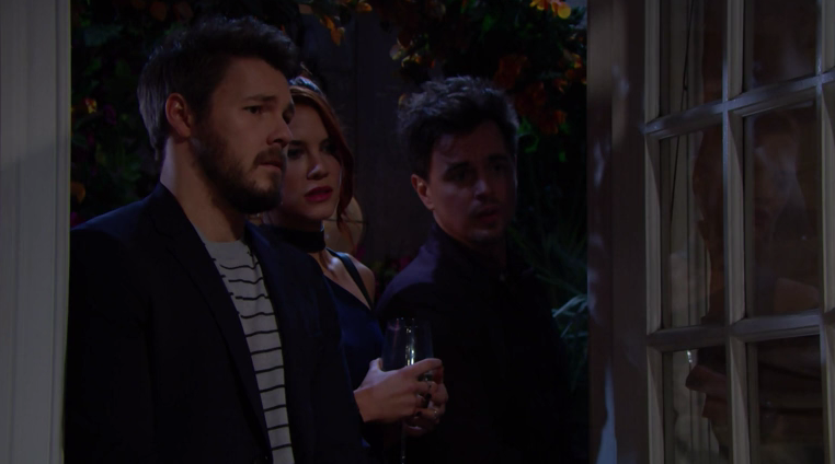 the bold and the beautiful wyatt, sally e liam guardano hope parlare con flo